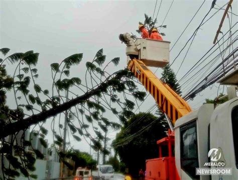 Meralco says power restoration ongoing in areas hit by 'Carina'.